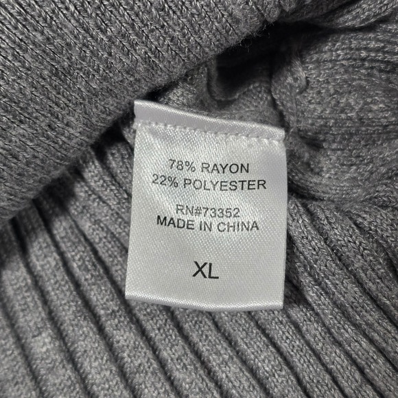 Hooked Up Grey Ribbed Sweater Gold Button Accents XL Henley Soft Stretch - Picture 9 of 12